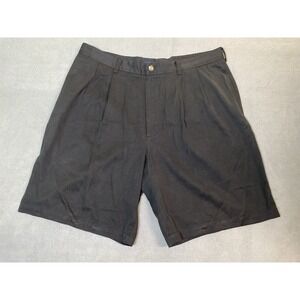 Men's Black Silk Blend Pleated Front Resort Shorts Casino Golf Church Size 36"x9